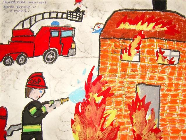 Konkursu Plastycznego pod hasłem 'Powódź, pożar, dniem i nocą - strażak przychodzi ci z pomocą'